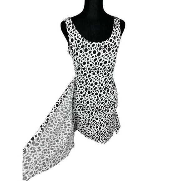 Vintage DBA-LA Sun Dress Overlap Wrap Tie Body Flattering Size S Black & White - Picture 5 of 15